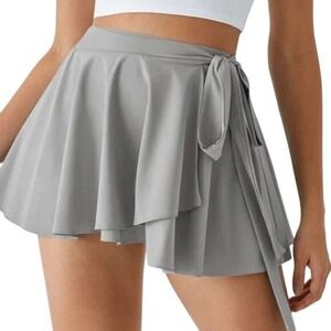Halara NWT Gray High Waisted Lace Up 2-in-1 Micro Mini Flare Skirt Size XL